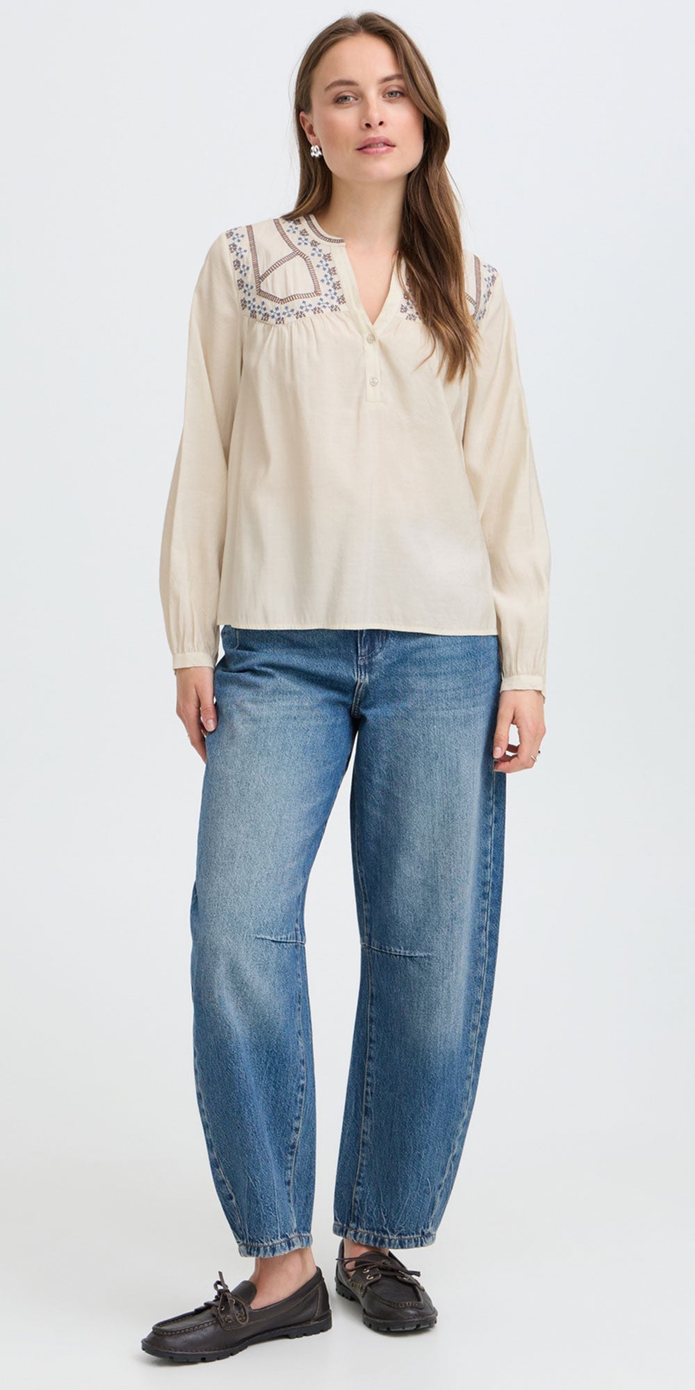 B.Young Embroidered Boho Blouse