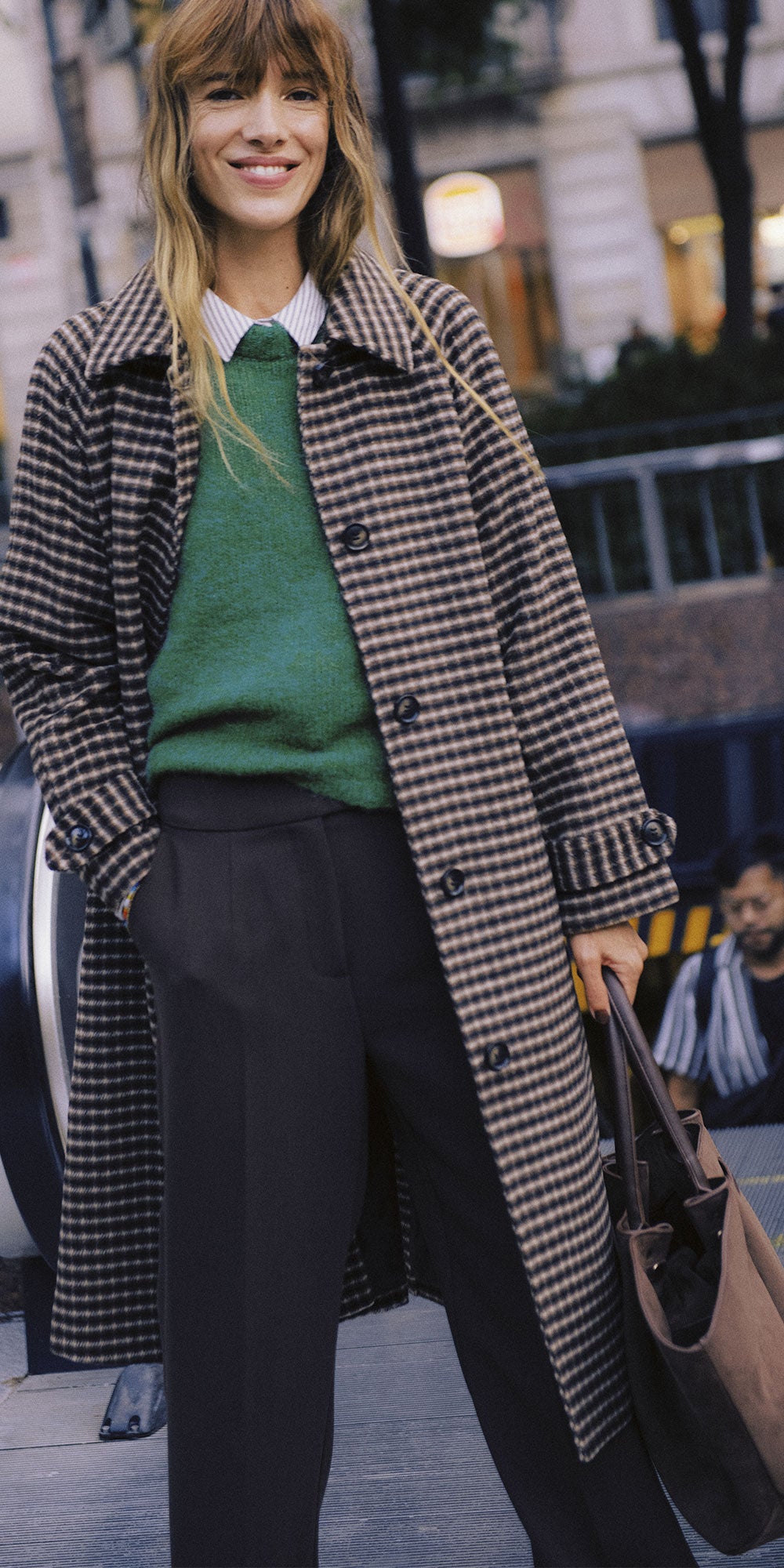 B.Young Check Coat, brown/navy