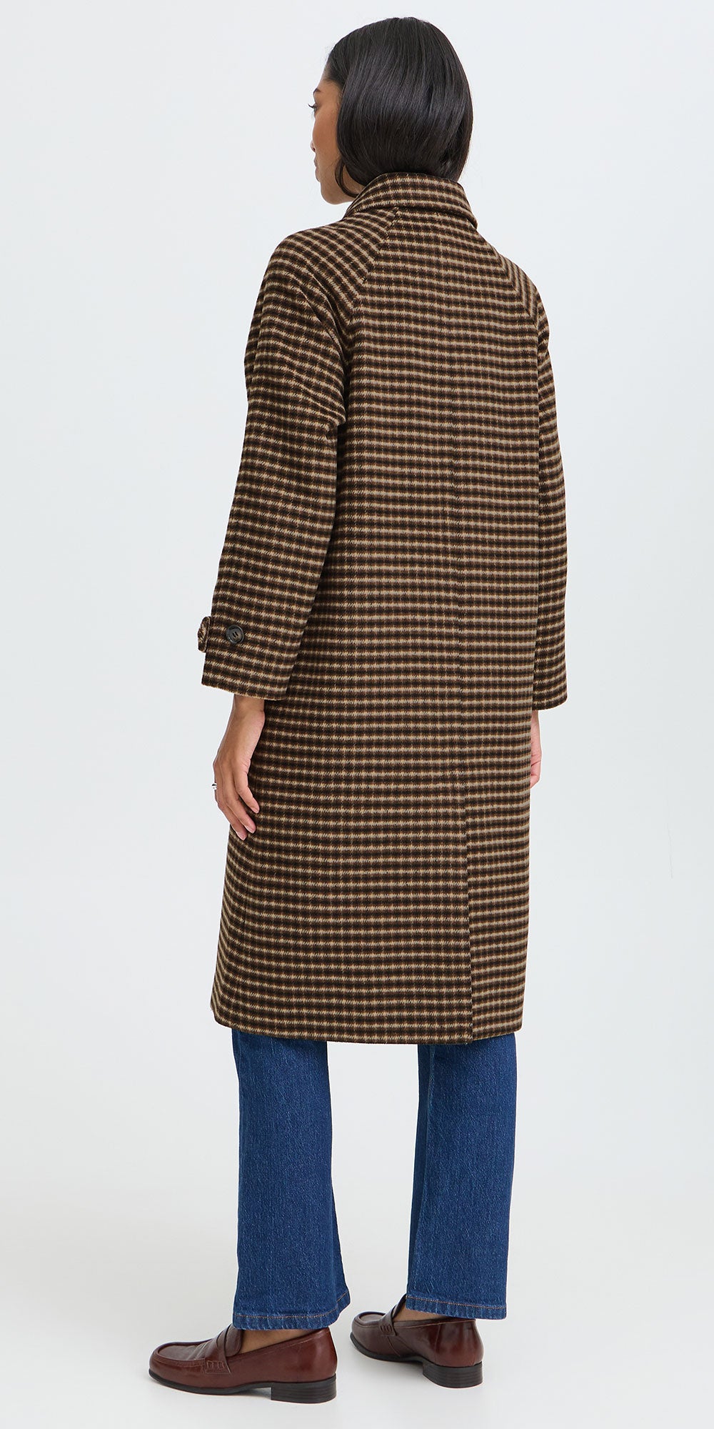 B.Young Check Coat, brown/navy