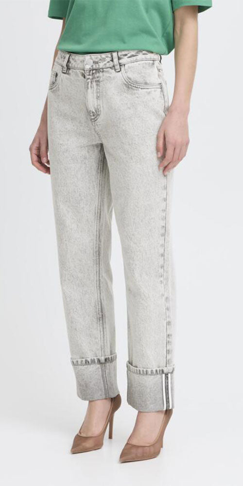 B.Young Cuffed Jeans, washed grey
