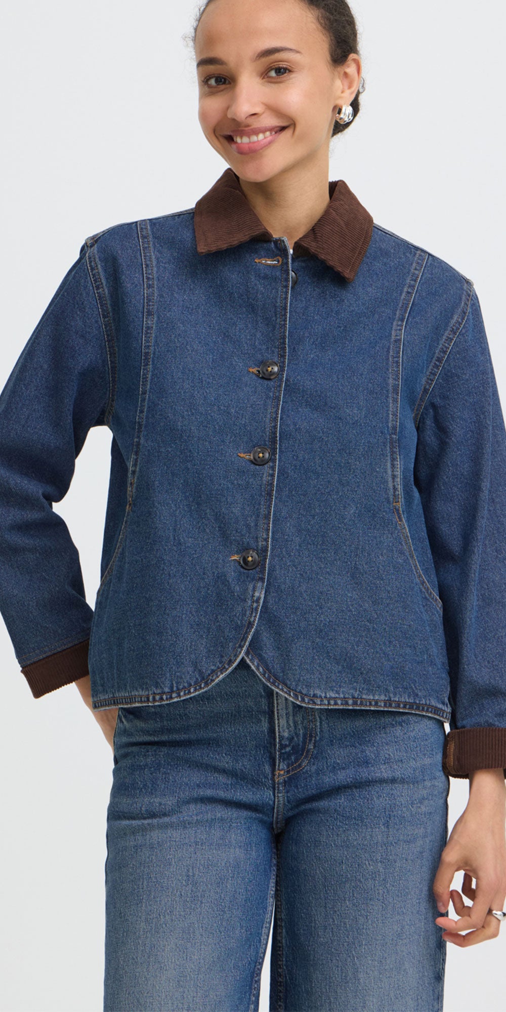 B.Young Contrast Denim Jacket