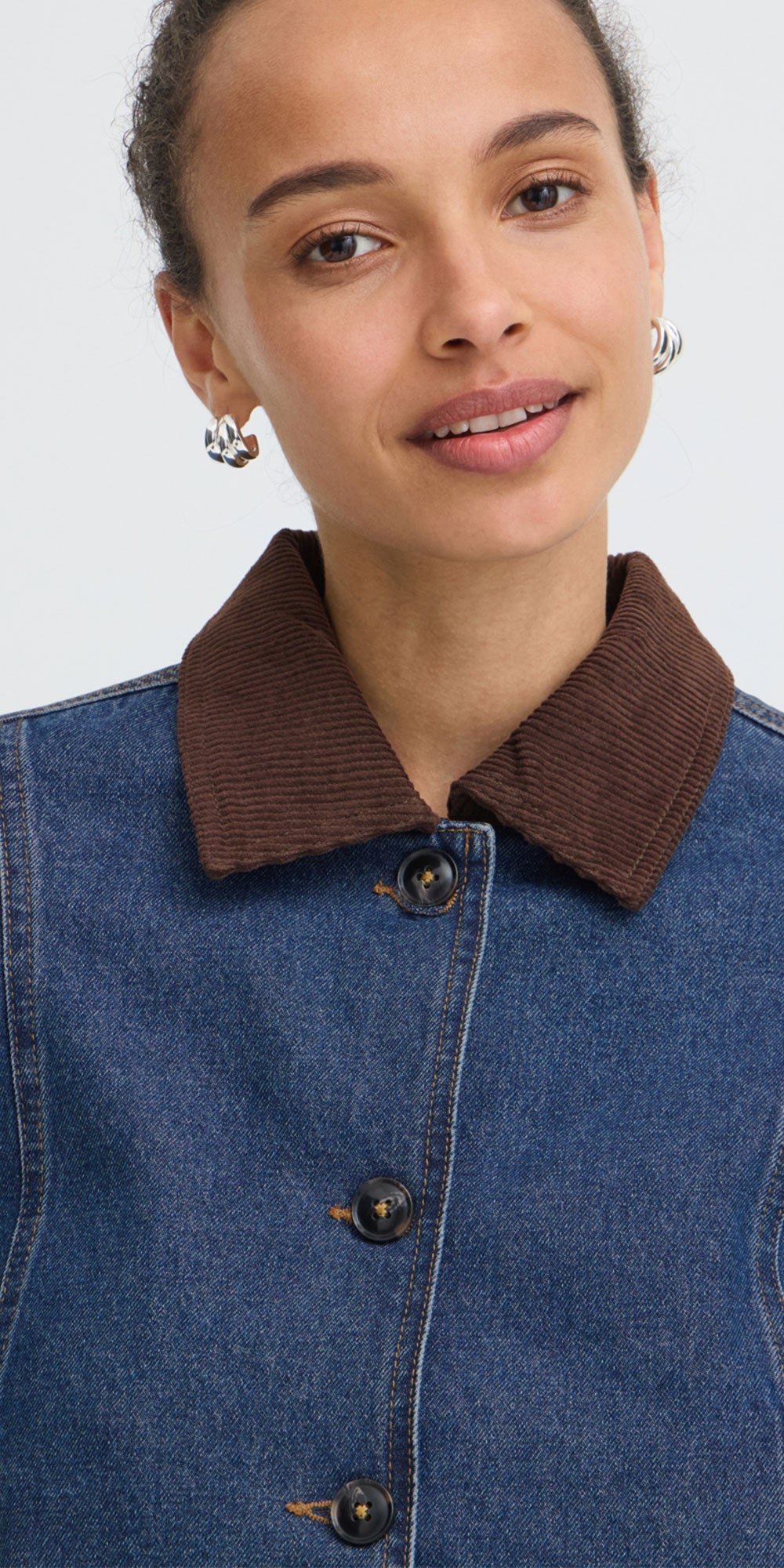 B.Young Contrast Denim Jacket