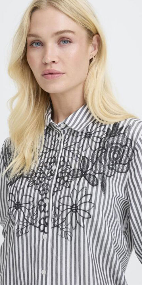 B.Young Flower and Stripe Shirt