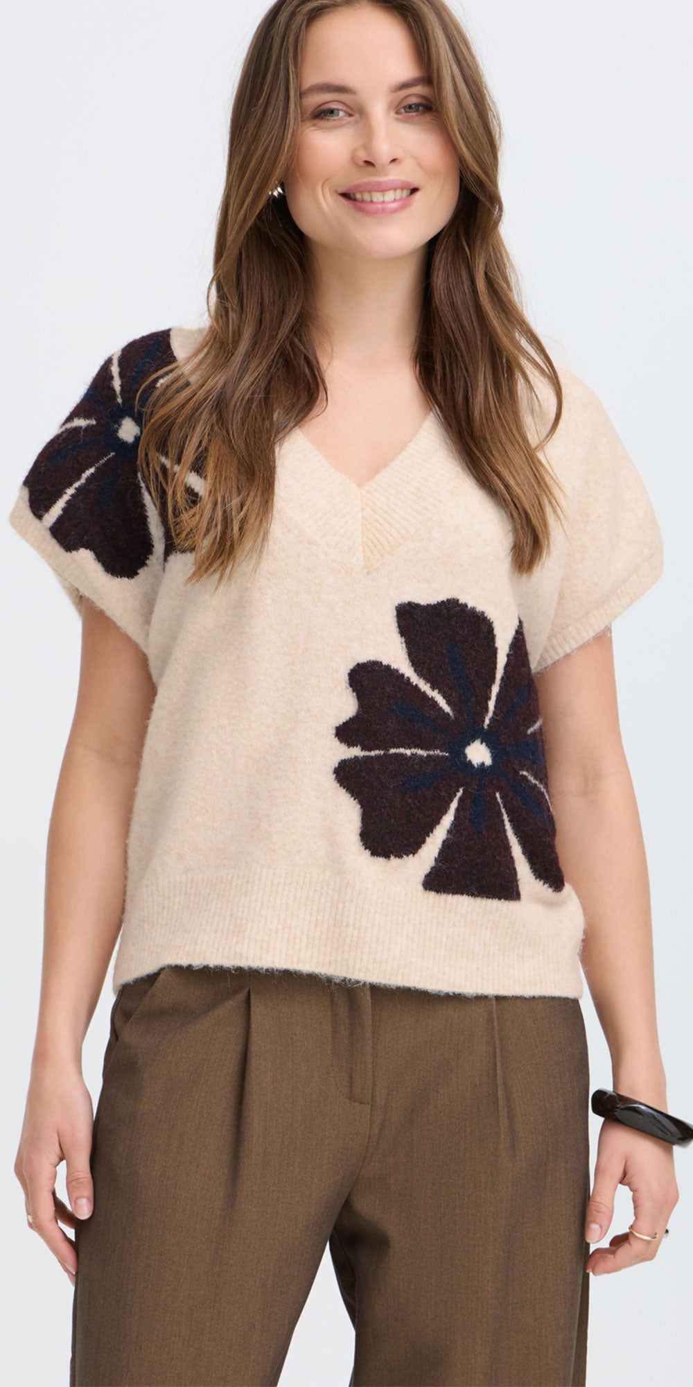B.Young Graphic Flower Sweater Vest
