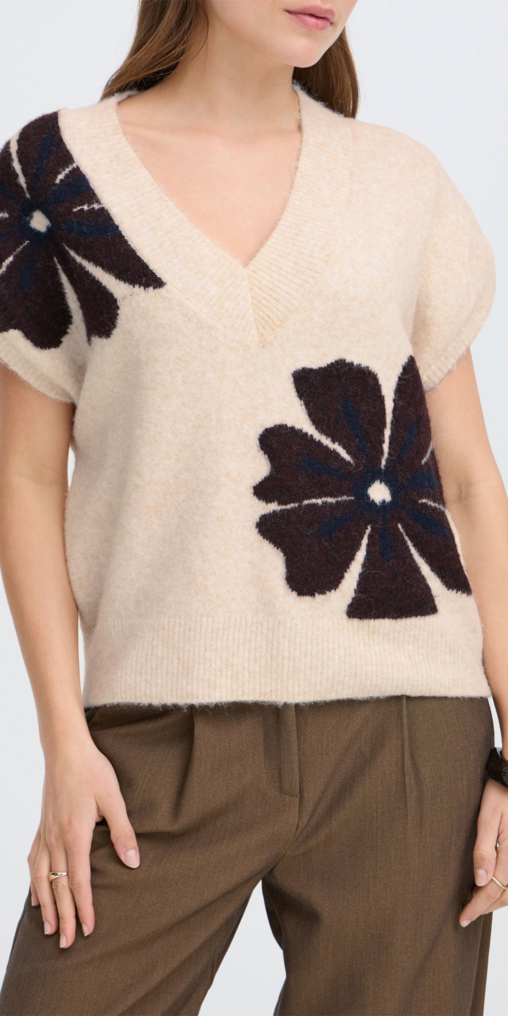 B.Young Graphic Flower Sweater Vest