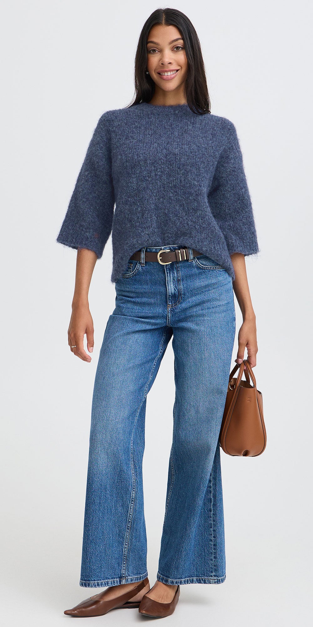 B.Young Half Sleeve Sweater, denim blue