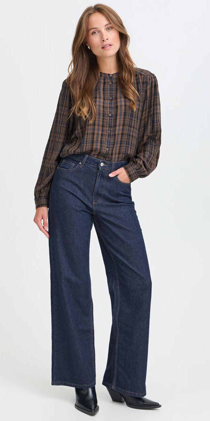 B.Young High Rise Wide Leg Jeans, dark blue