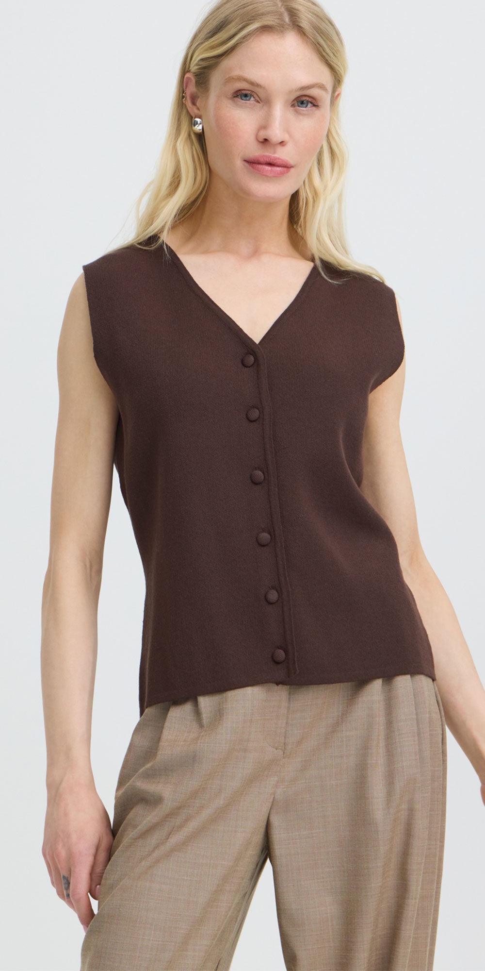 B.Young Knit Vest, chocolate brown