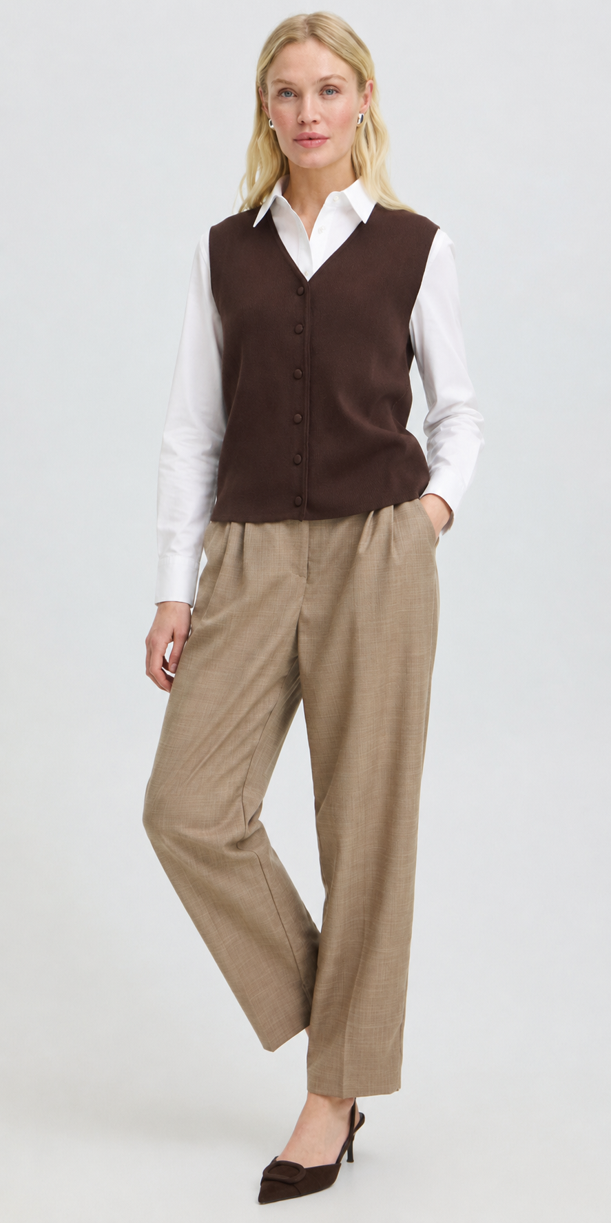 B.Young Knit Vest, chocolate brown