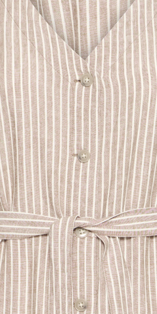B.Young Linen Blend Button Dress, mocha stripe