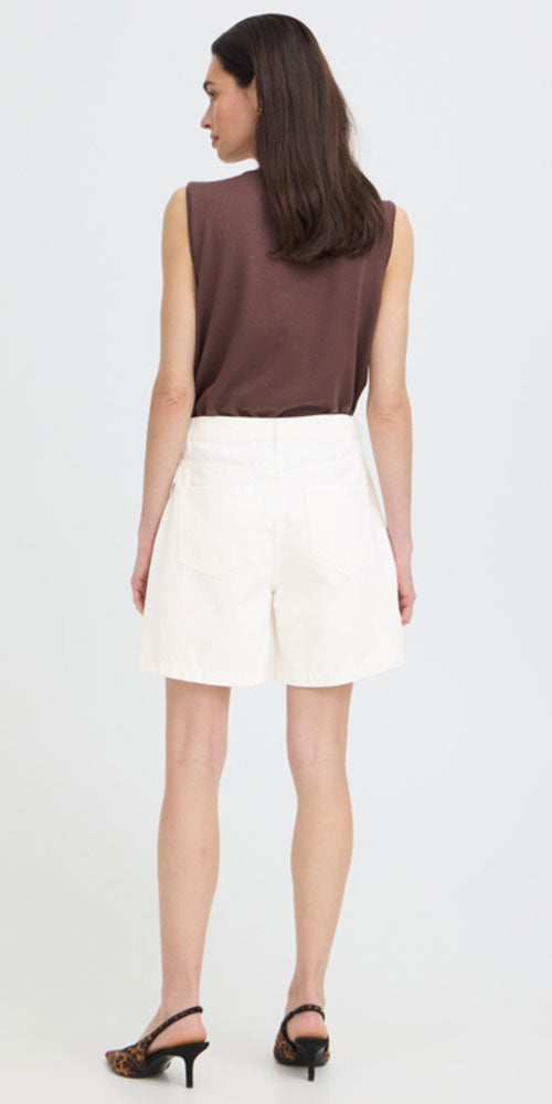 B.Young Mid Thigh Denim Shorts, white