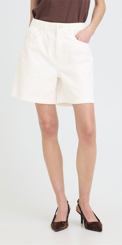 B.Young Mid Thigh Denim Shorts, white