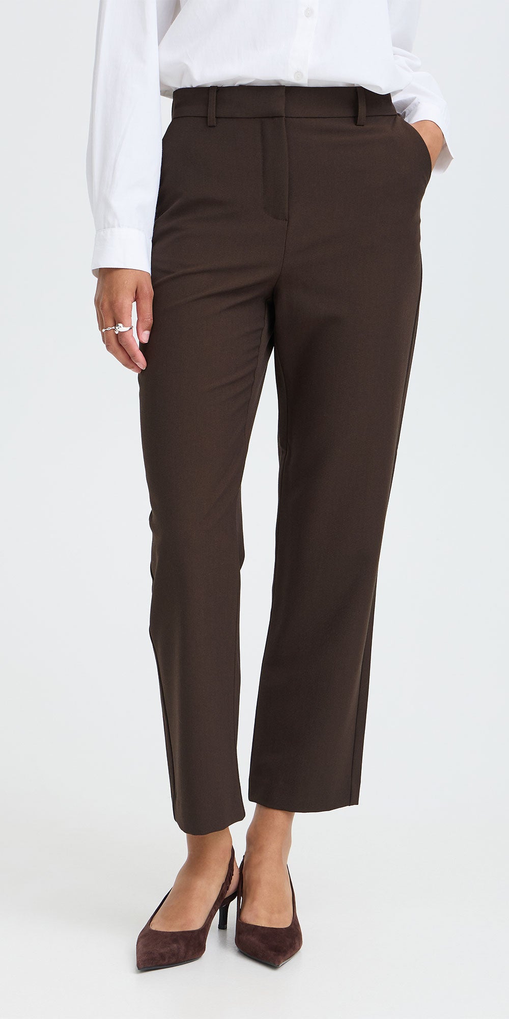 B.Young Straight Leg Cropped Trouser, espresso