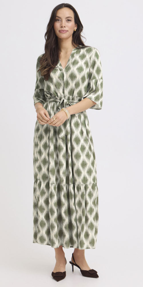 B.Young Tiered Ikat Dress, olive