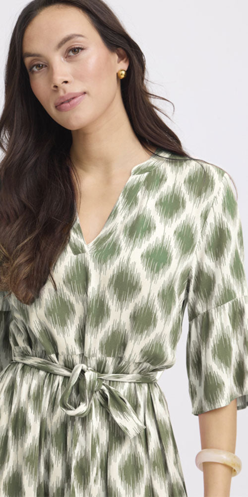 B.Young Tiered Ikat Dress, olive