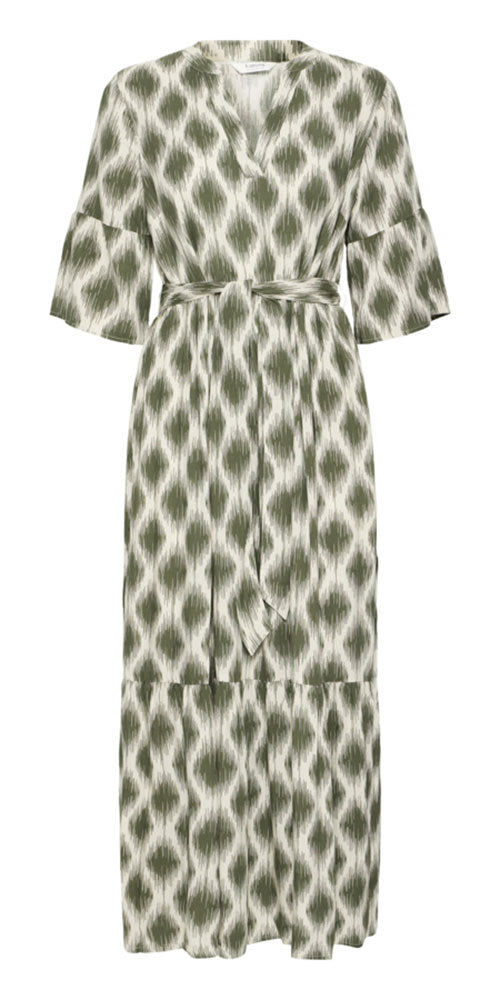 B.Young Tiered Ikat Dress, olive