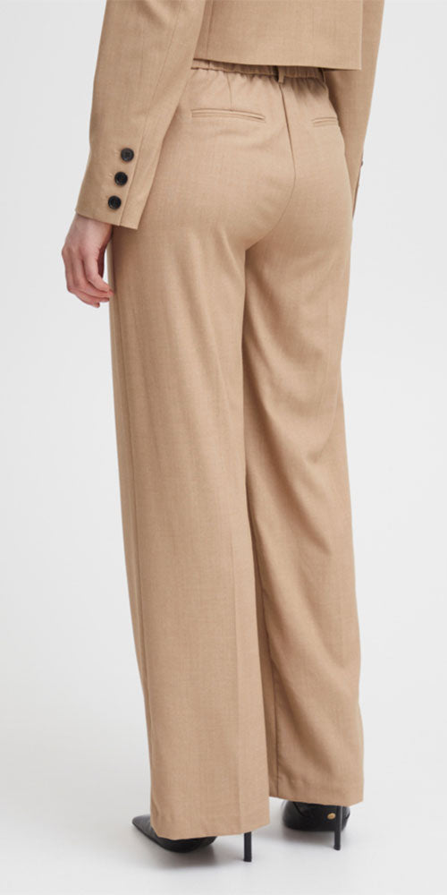 B.Young Wide Leg Trousers, heathered camel