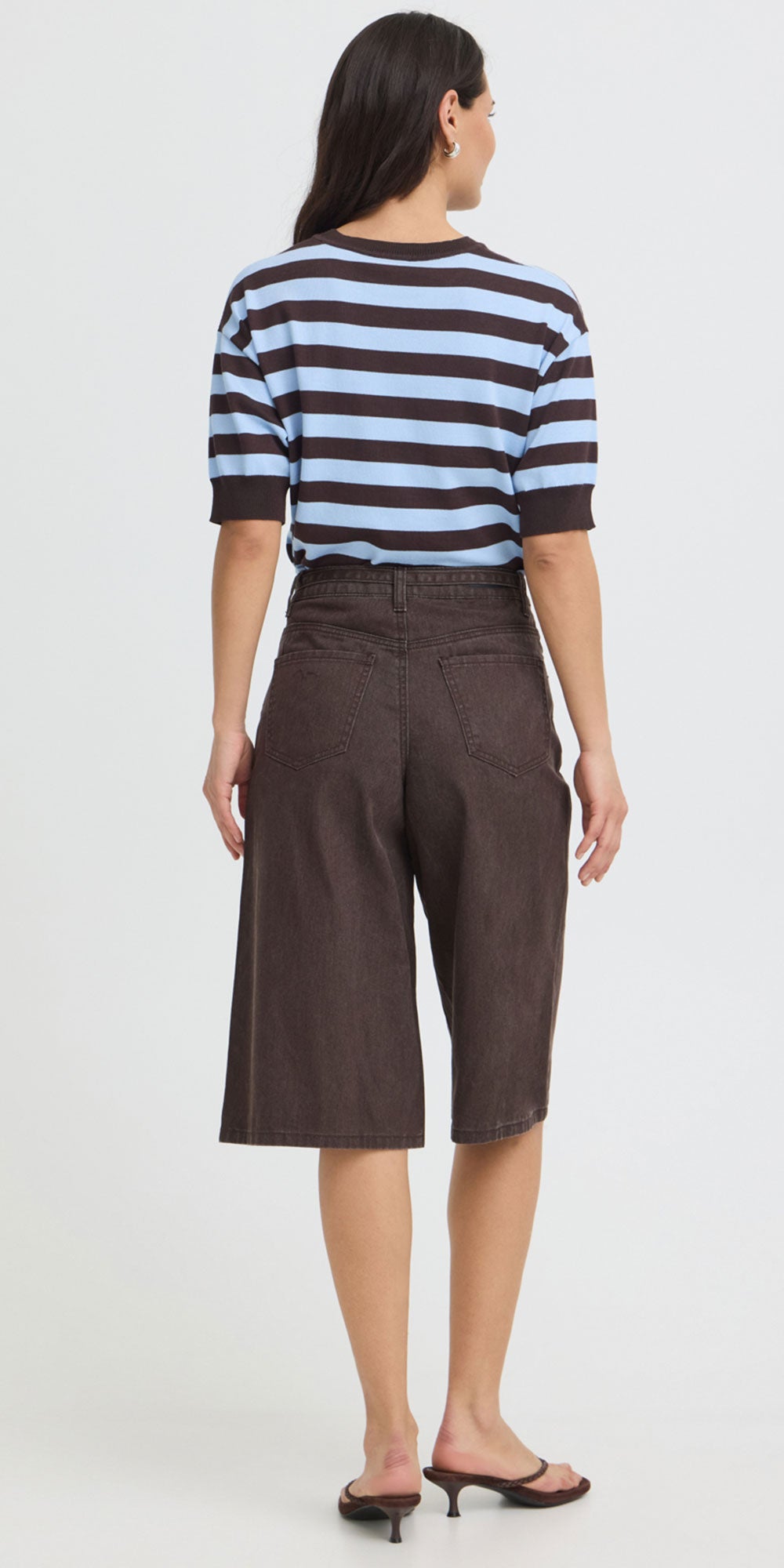 B.Young Tie Detail Jorts, washed chocolate