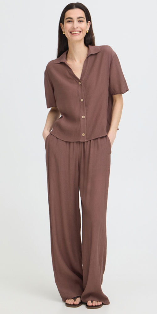 B.Young Crinkle Tunic Shirt, mocha