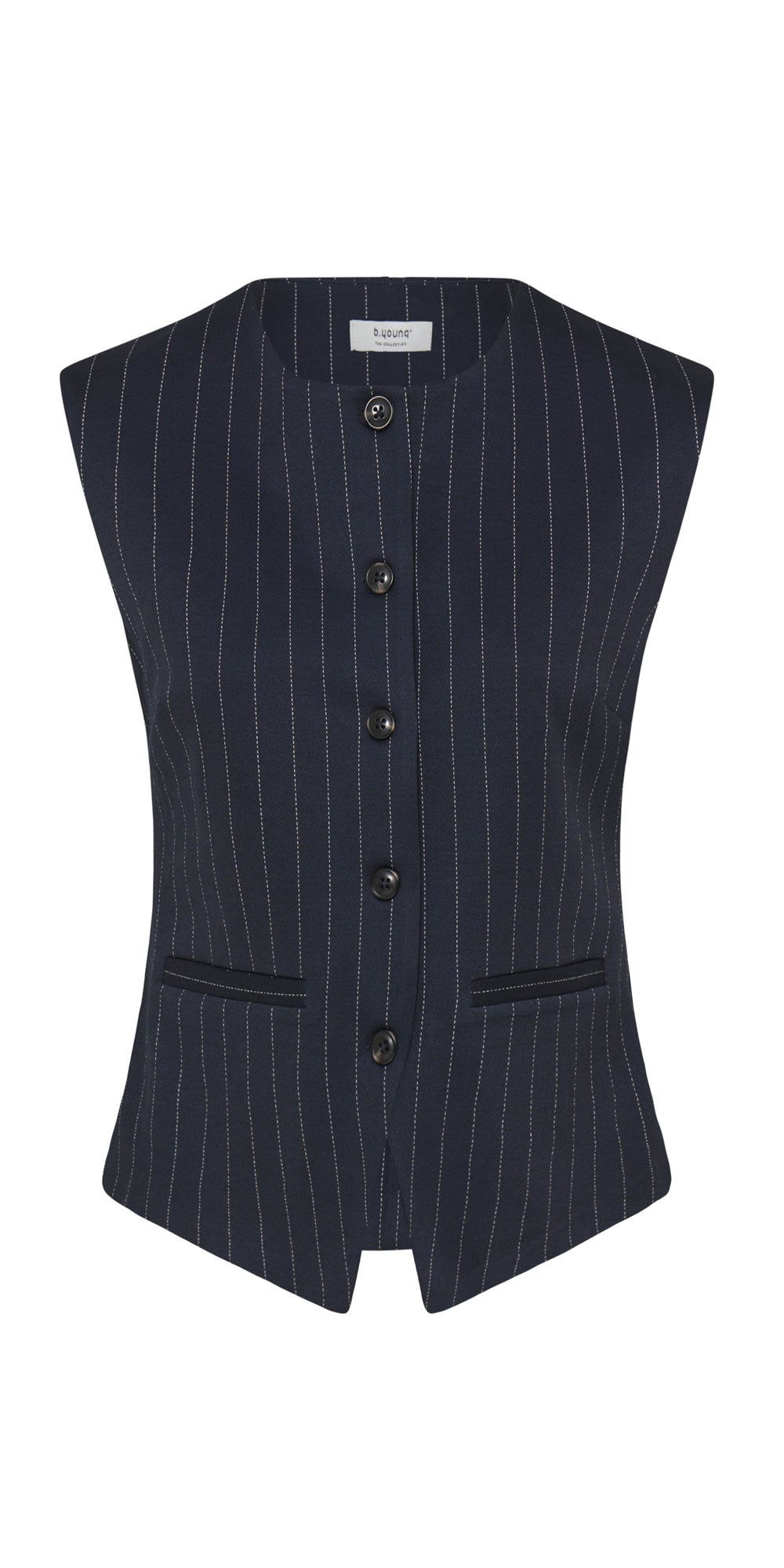B.Young Pinstripe Ponte Knit Vest, navy