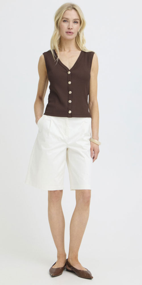 B.Young Ribbed Jersey Vest, espresso