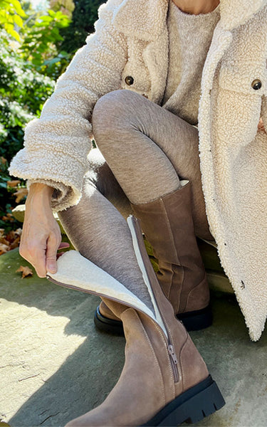 Shearling Sole Society Ada Boot Bos Marie, Taupe Suede Bergstrom