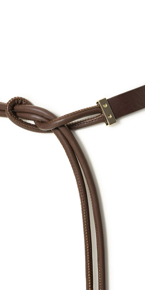 B.Young Faux Leather Tie Belt, brown
