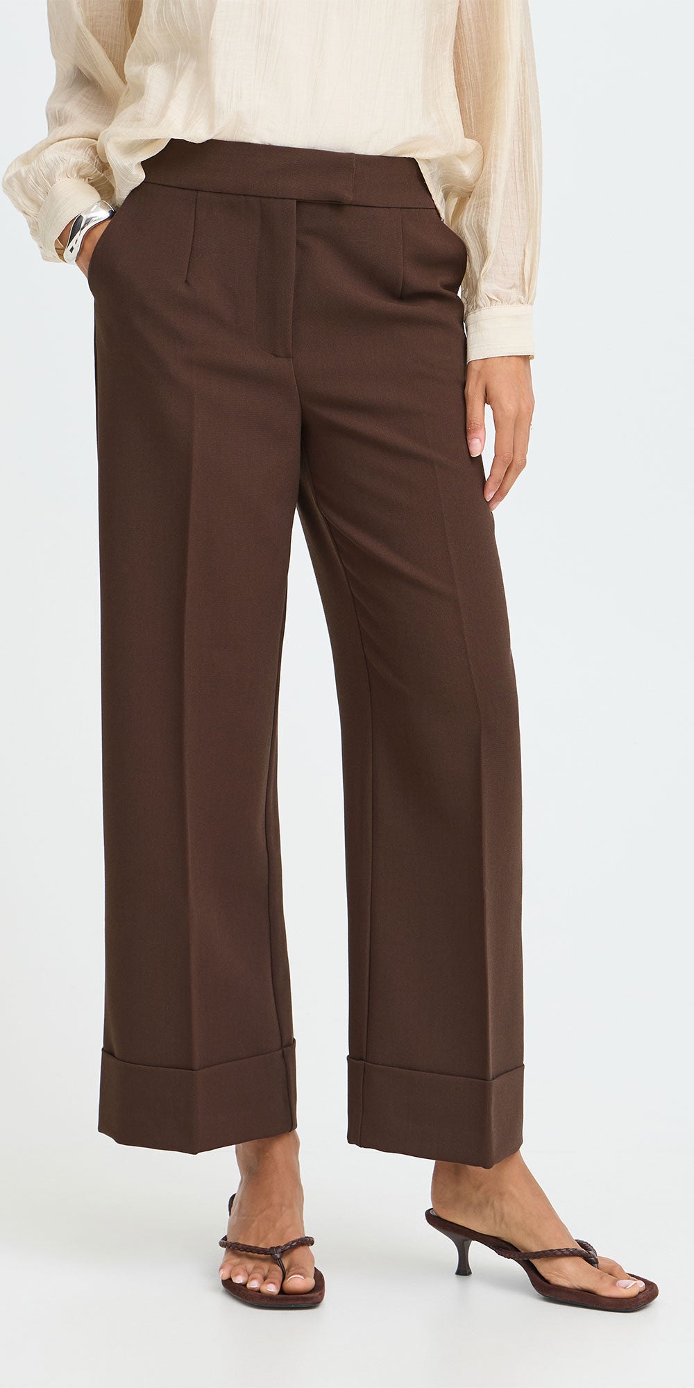 B.Young Cuffed Trousers, chocolate brown