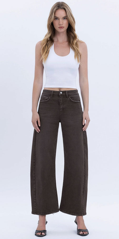 Kate High Rise Barrel jeans, chocolate
