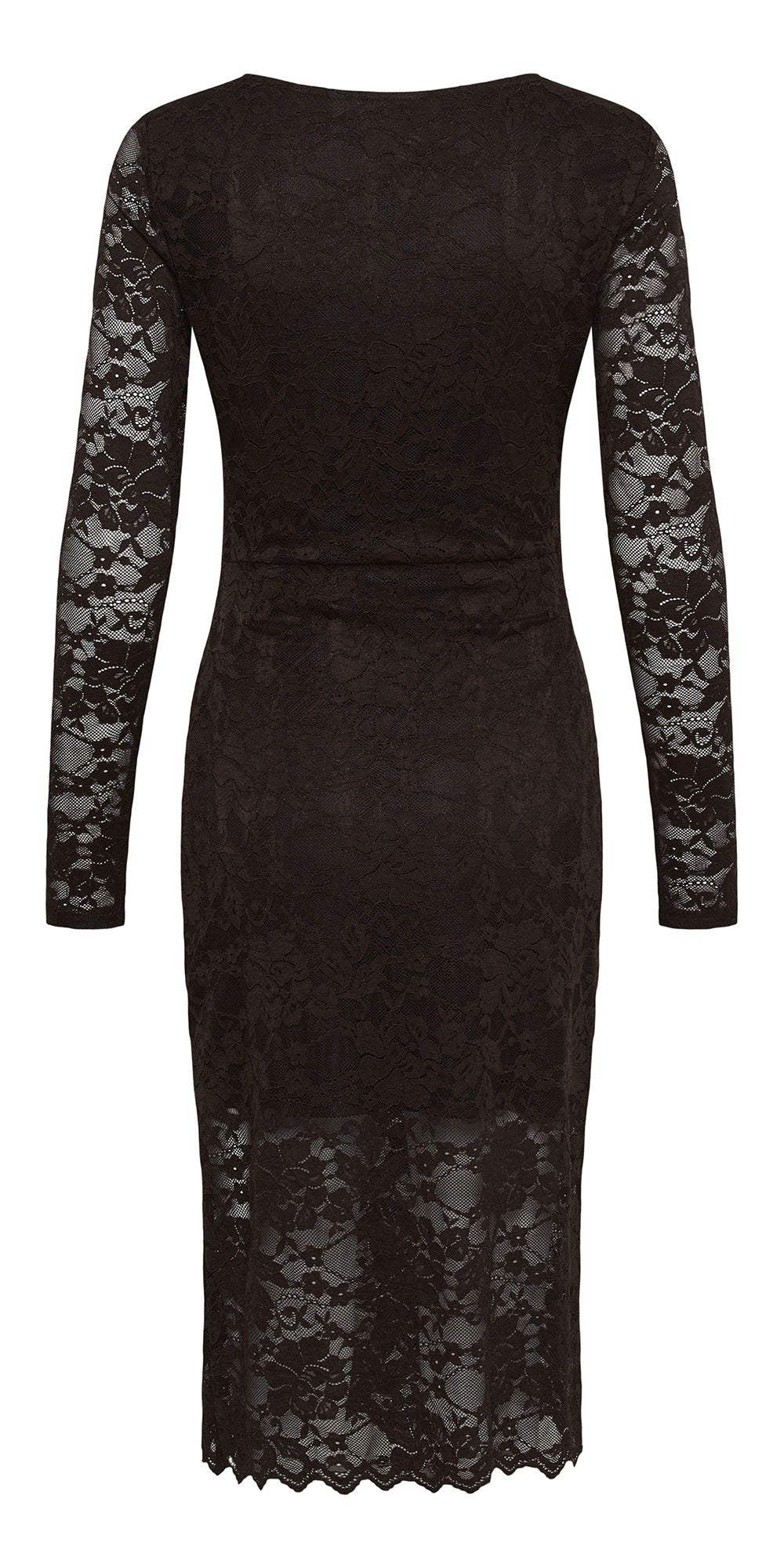 Cream Fitted Lace Dress, darkest brown