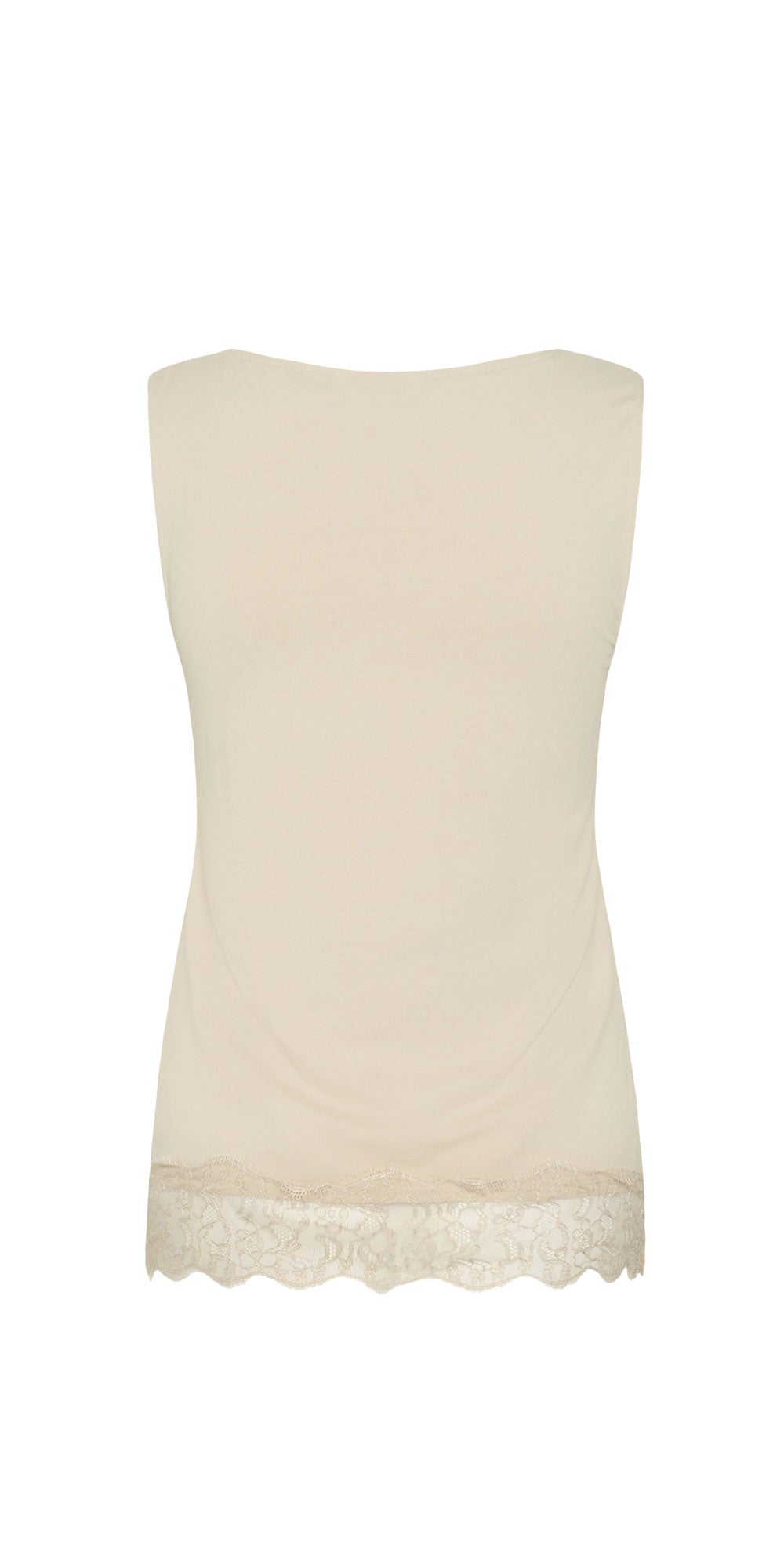Cream Jersey Lace Trimmed Tank, cream