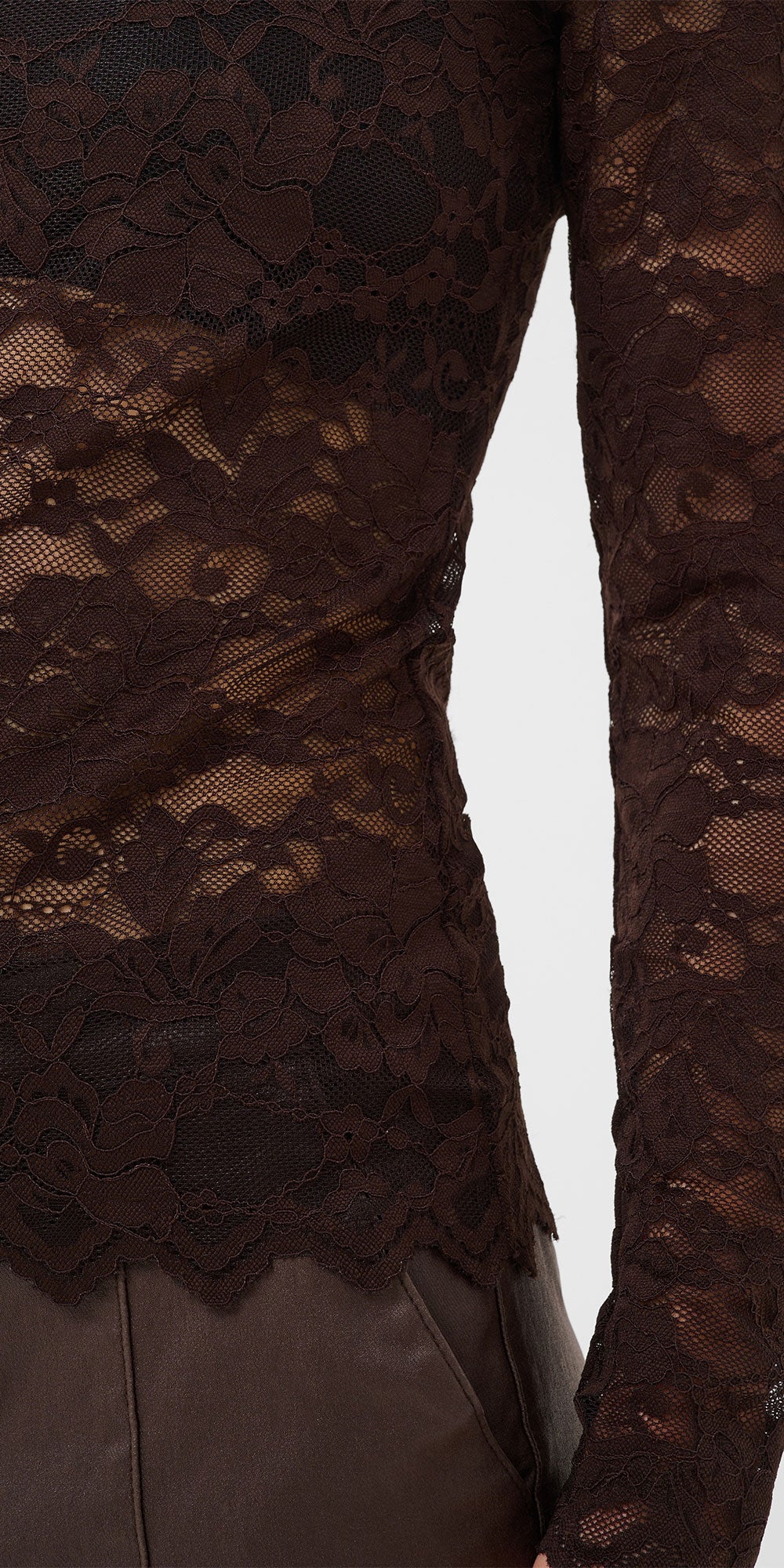 Cream Lace Top, brown