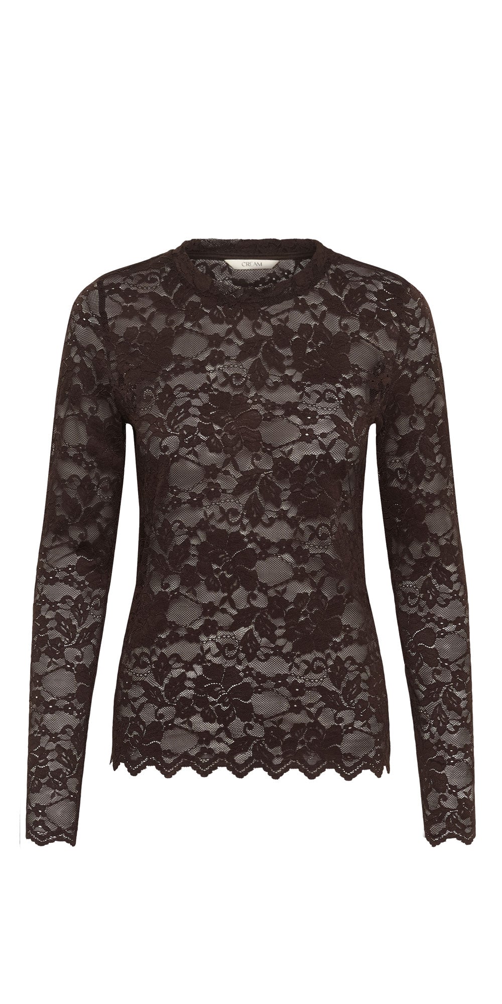 Cream Lace Top, brown