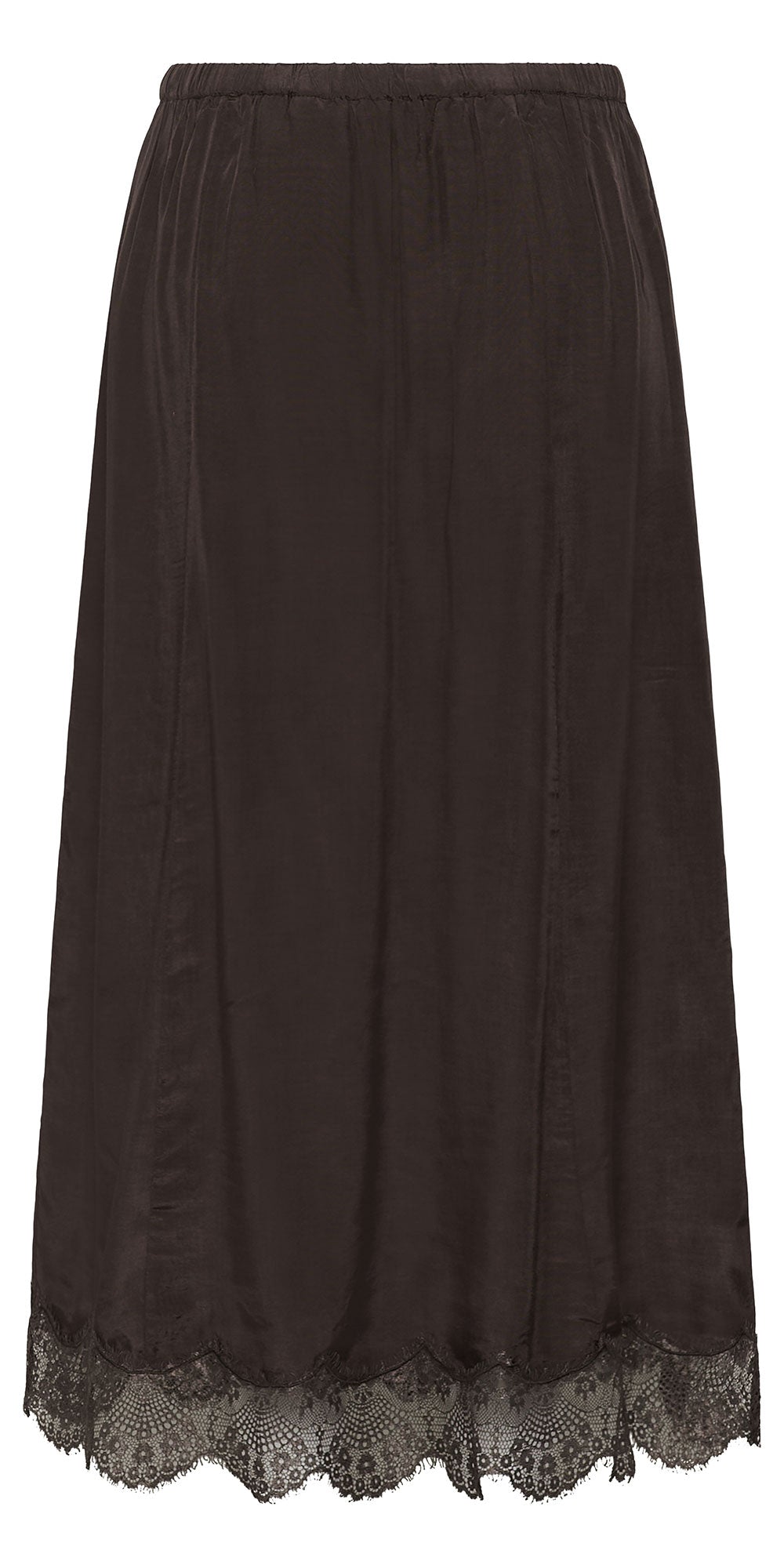 Cream Lace Trim A-line Skirt, espresso