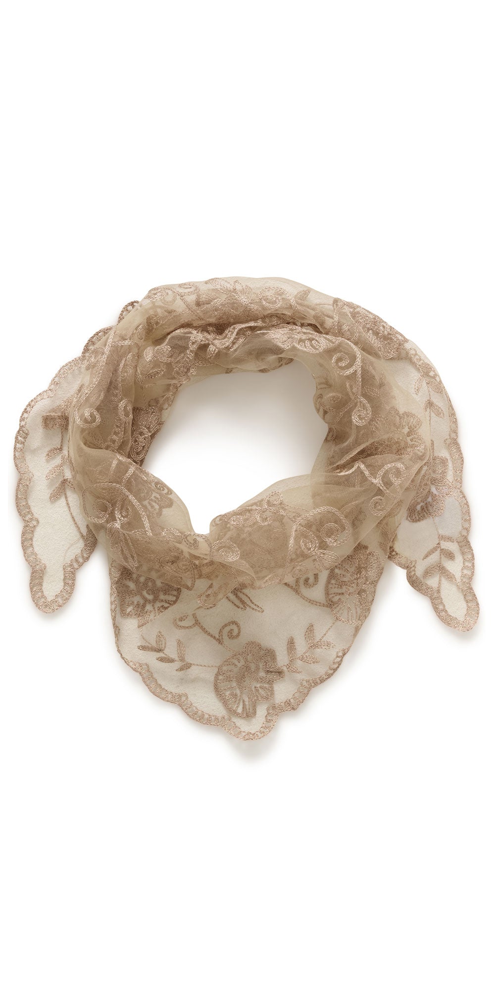 Cream Organza & Lace Scarf, sand