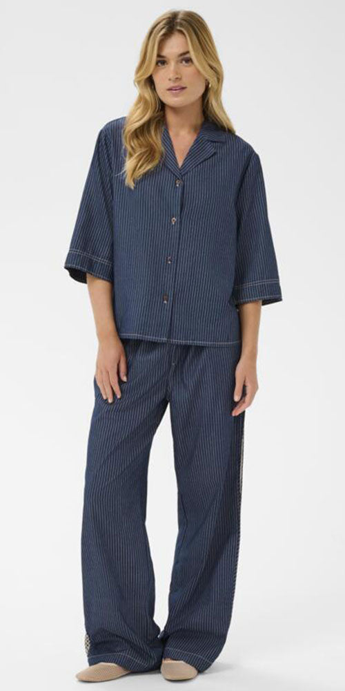 Cream Pinstripe Button Shirt