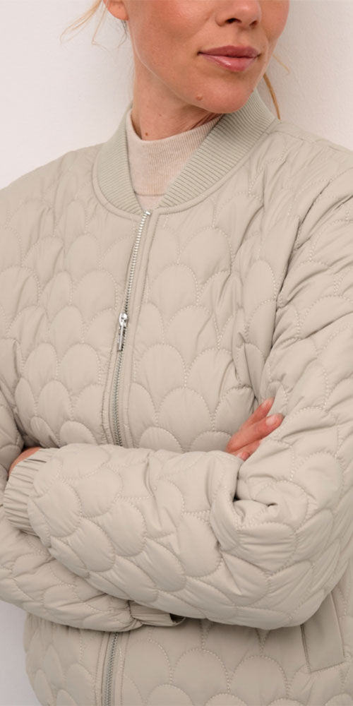 Cream Quilted Bomber