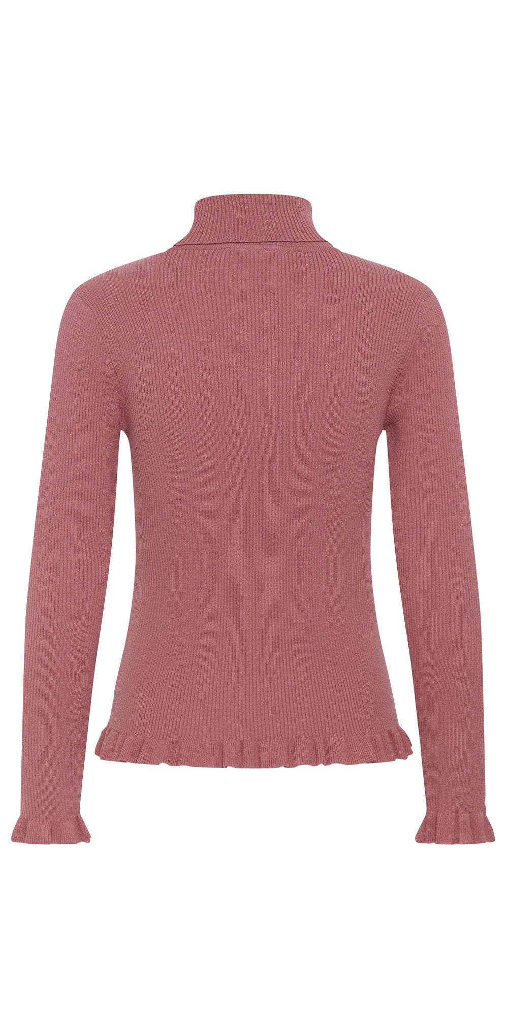 Cream Roll Neck Ruffle Sweater, mauvewood
