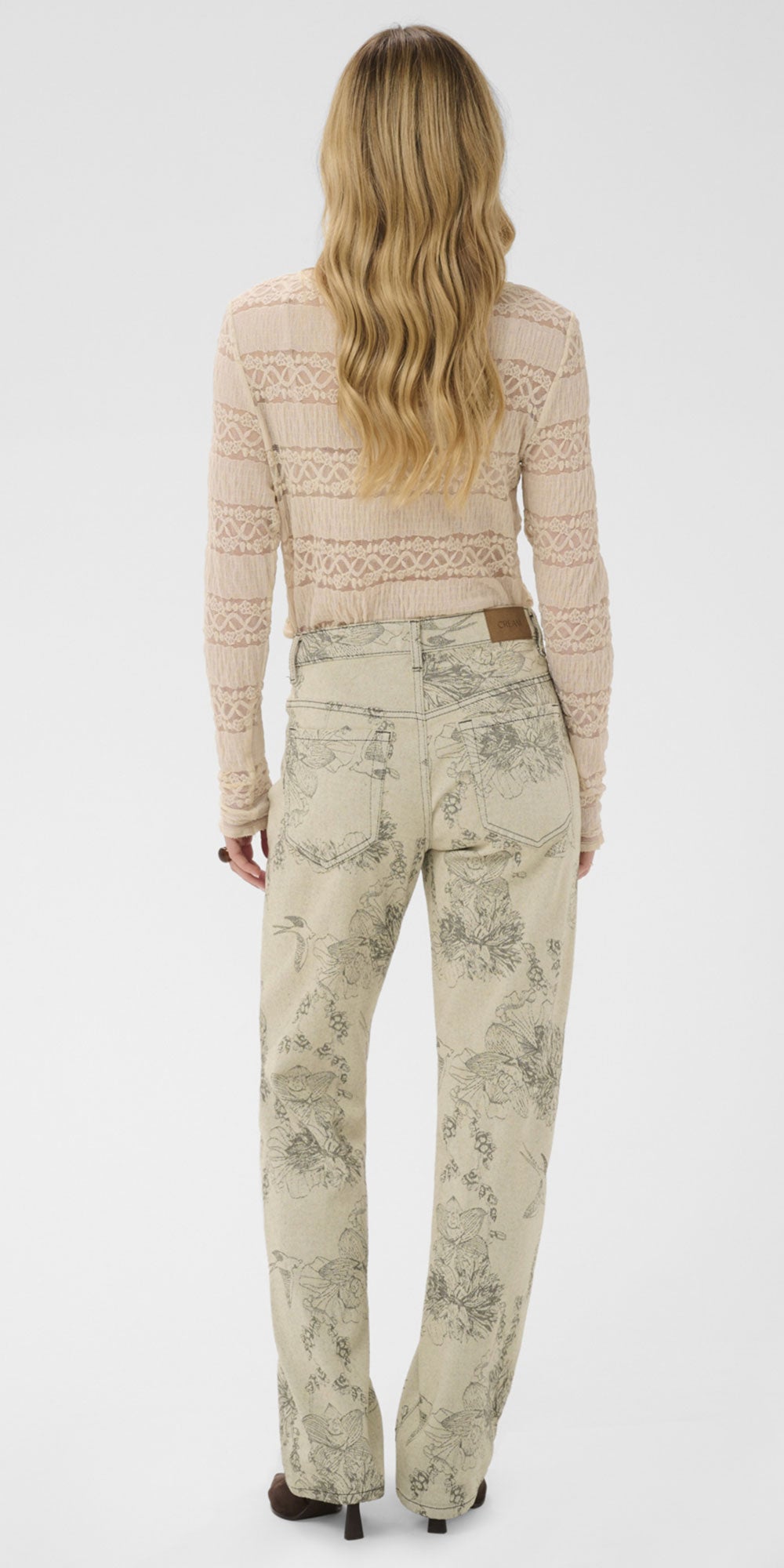 Cream Toile Print Jeans