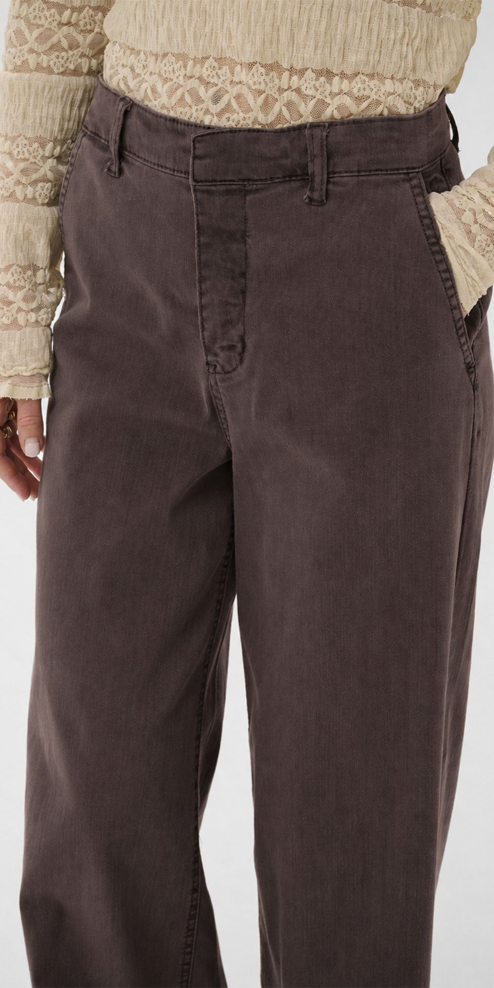 Cream Trouser Jeans, chocolate brown
