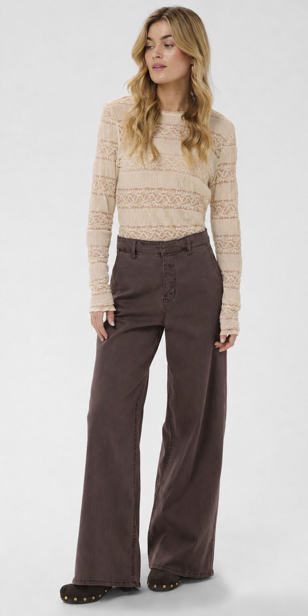 Cream Trouser Jeans, chocolate brown