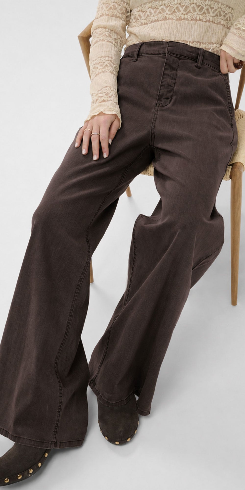 Cream Trouser Jeans, chocolate brown