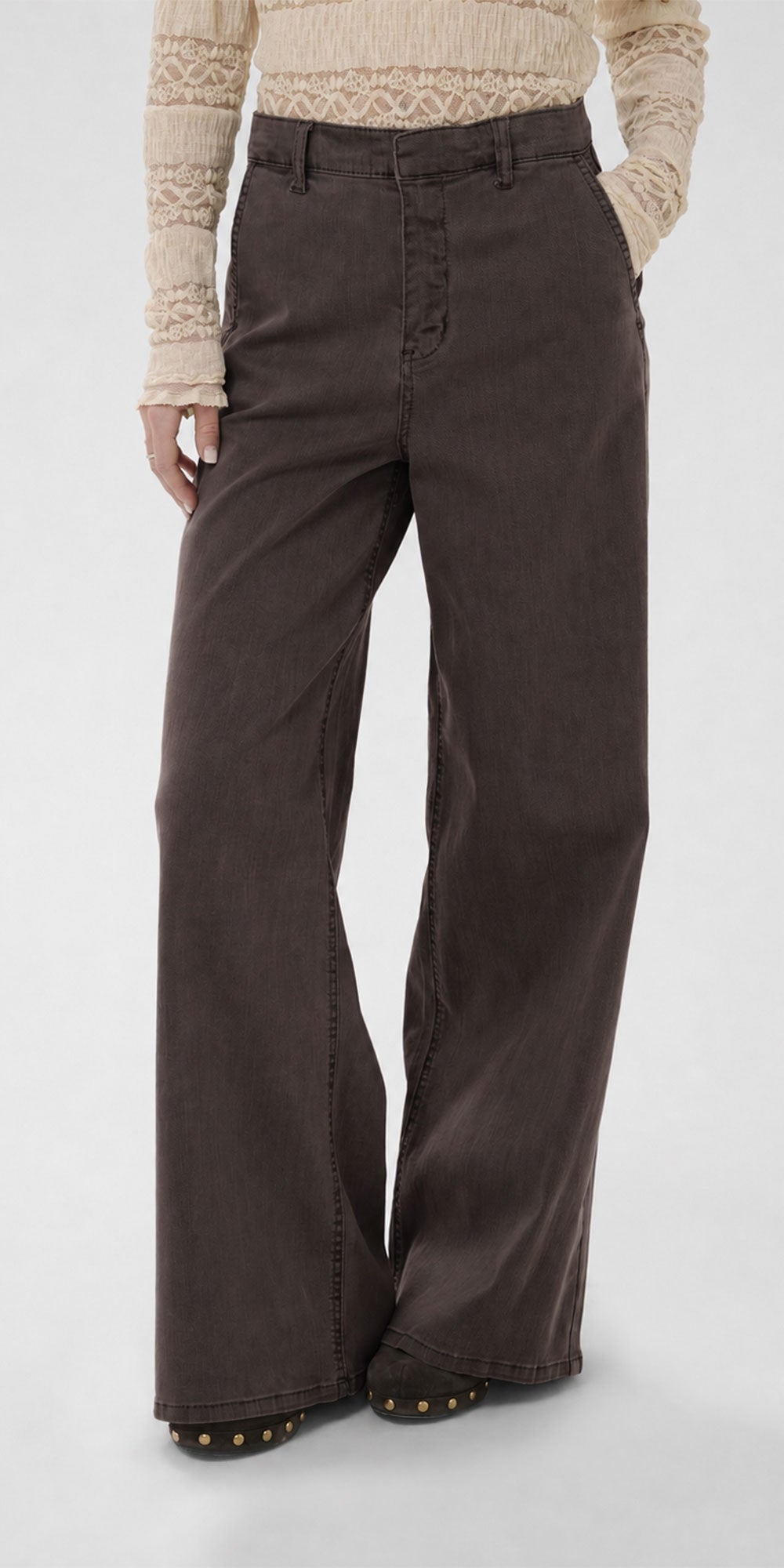 Cream Trouser Jeans, chocolate brown