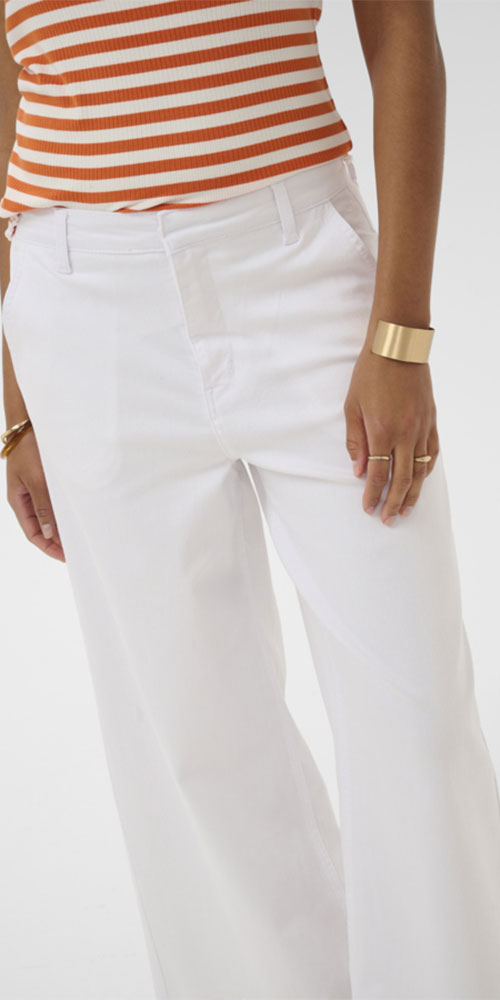 Cream Cropped Wide Trouser Jeans, bright white