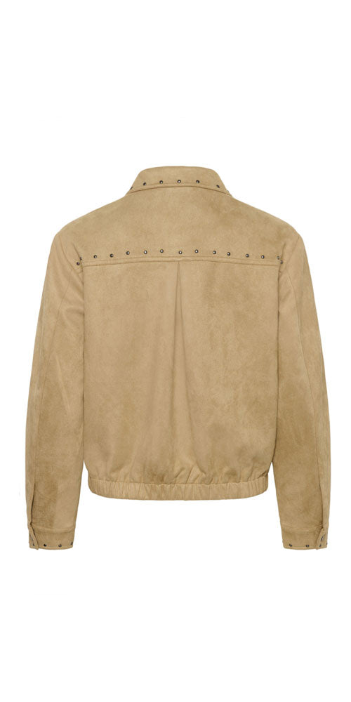 Cream Faux Suede Jacket, light camel