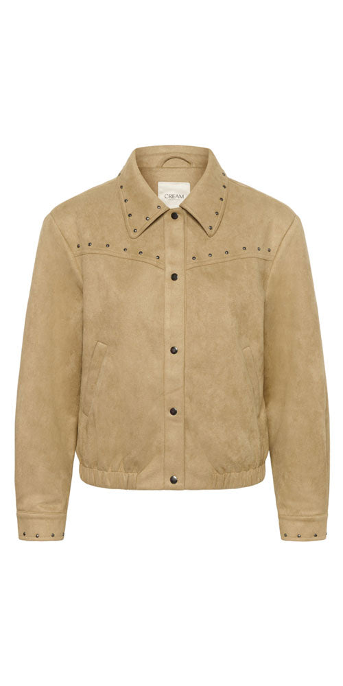 Cream Faux Suede Jacket, light camel