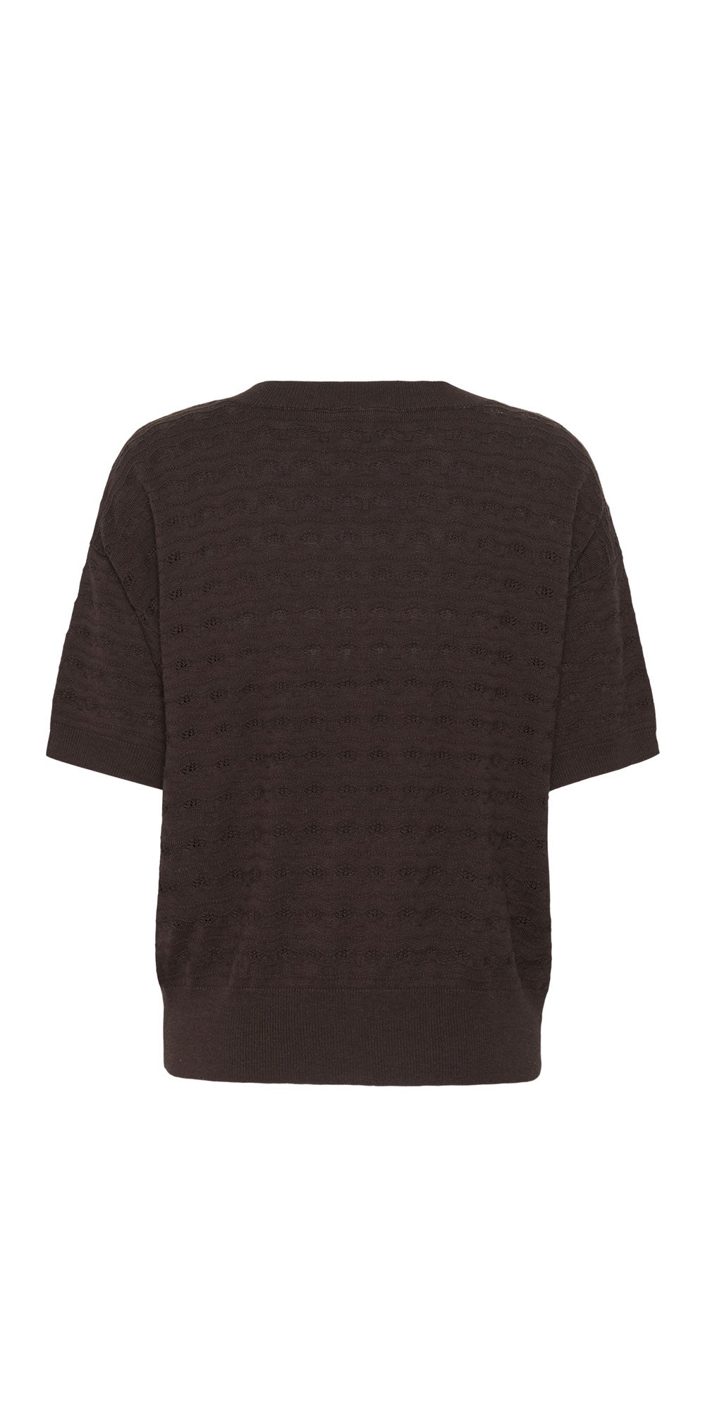 Cream Lightweight Short Sleeve Sweater, espresso