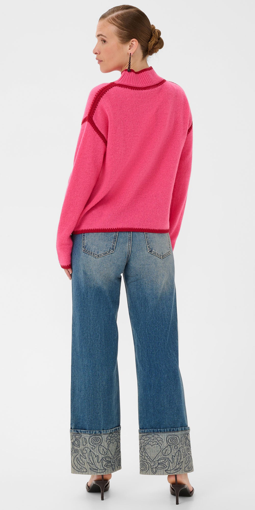 Culture Wool Blanket Stitch Sweater, pink