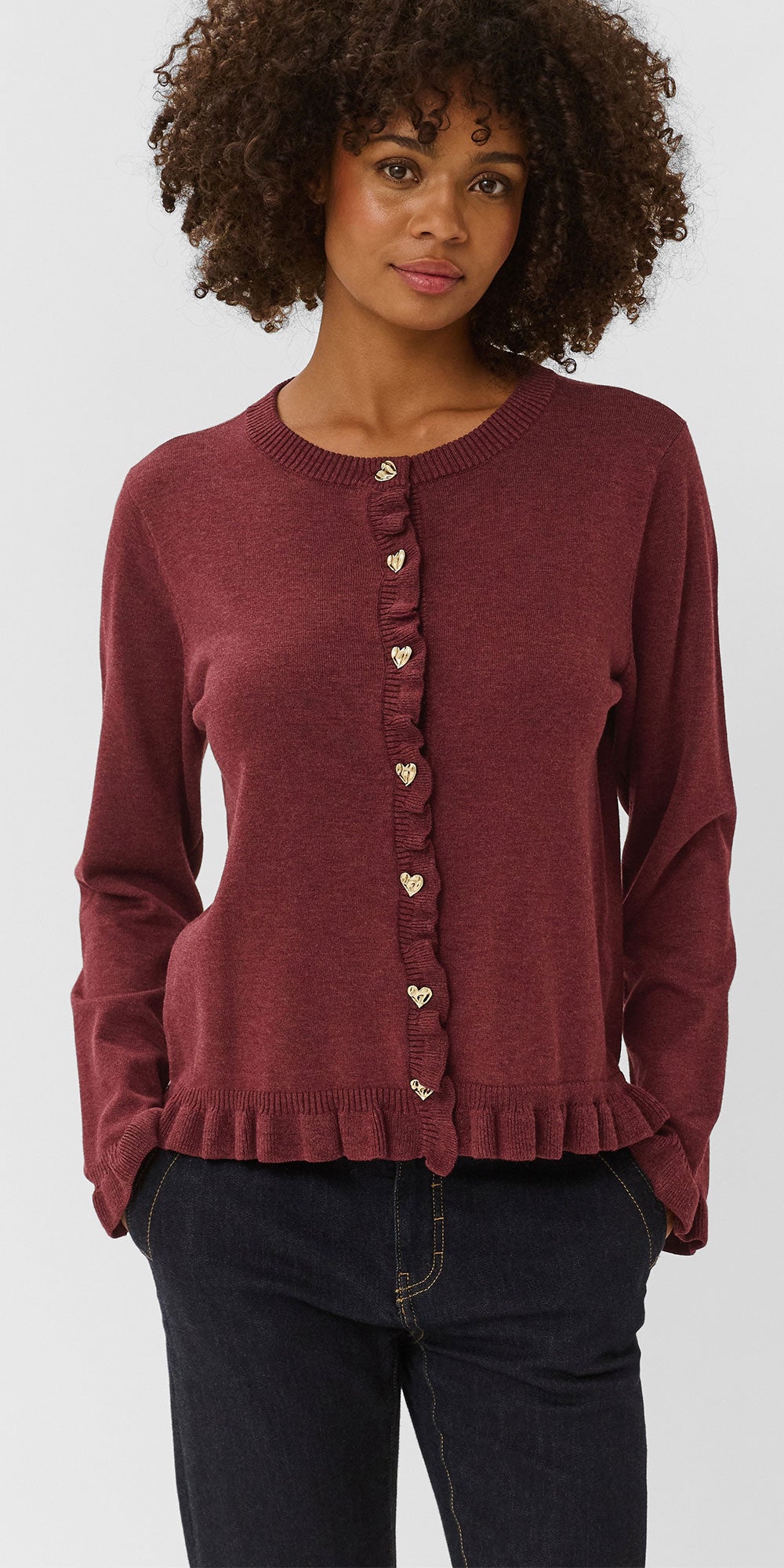 Culture Heart Button Frill Cardy, wine