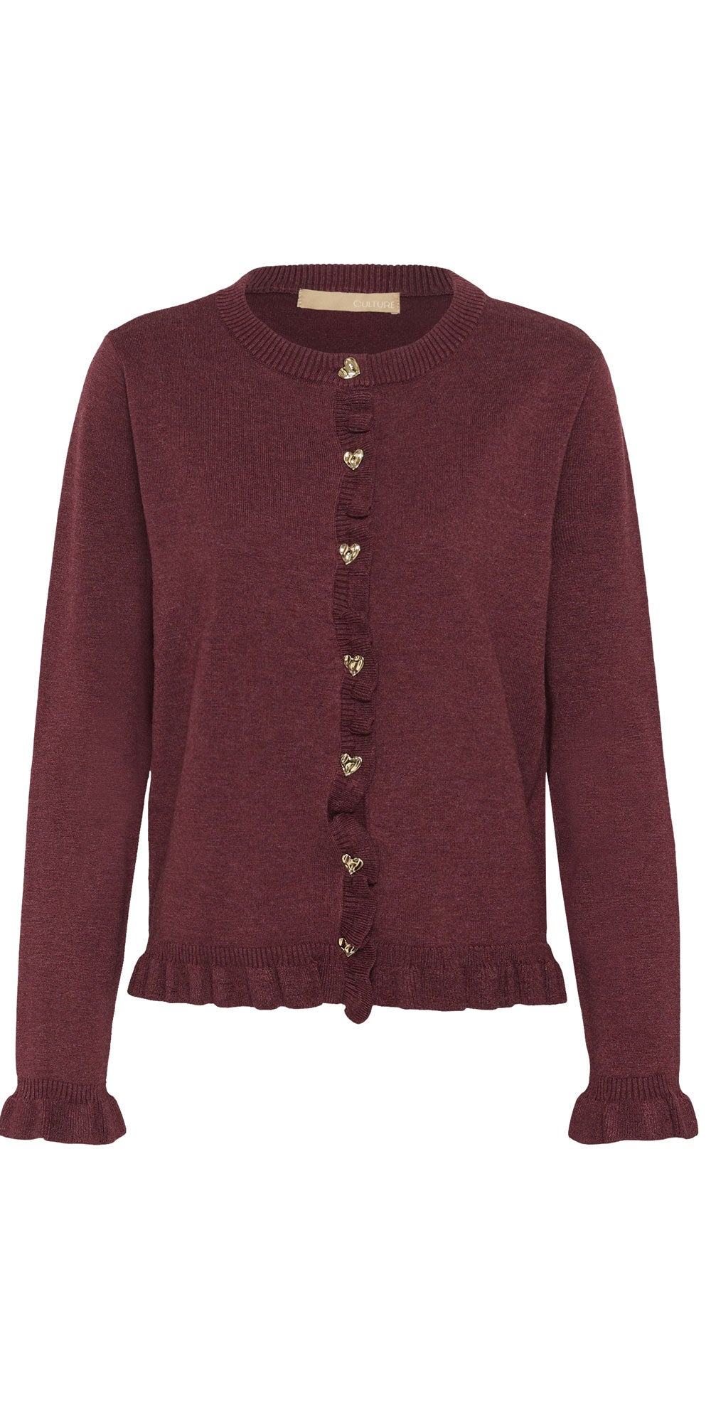 Culture Heart Button Frill Cardy, wine